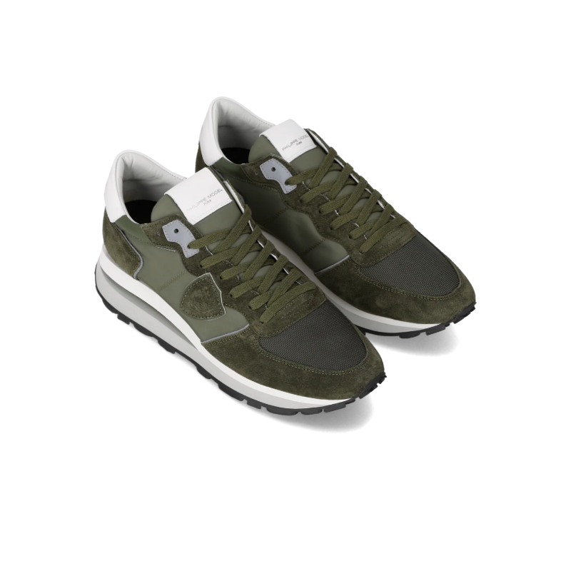 Baskets Tropez Haute Homme, Vert Militaire et Blanc