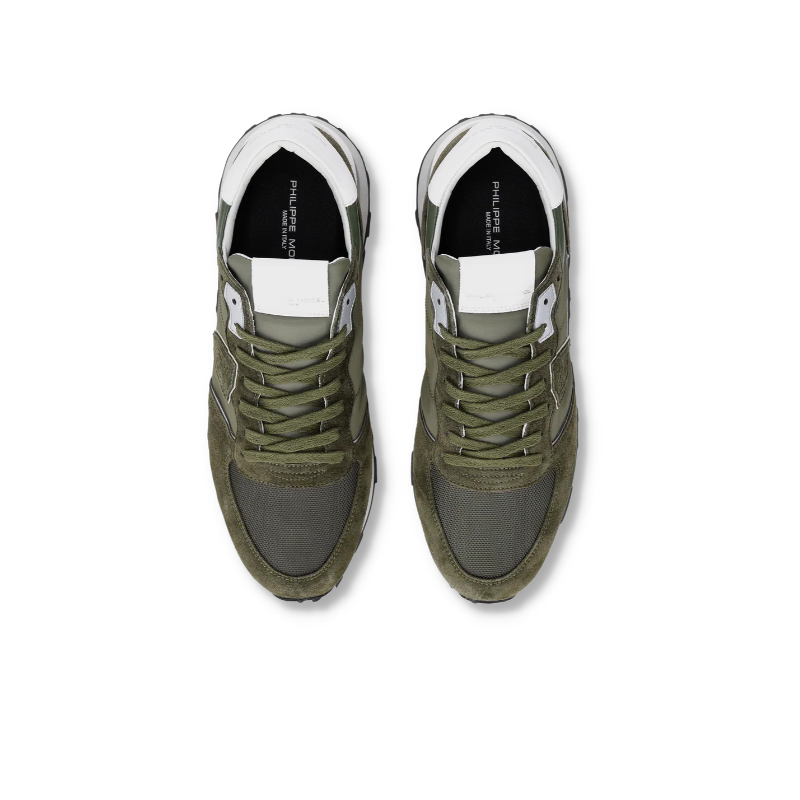 Baskets Tropez Haute Homme, Vert Militaire et Blanc