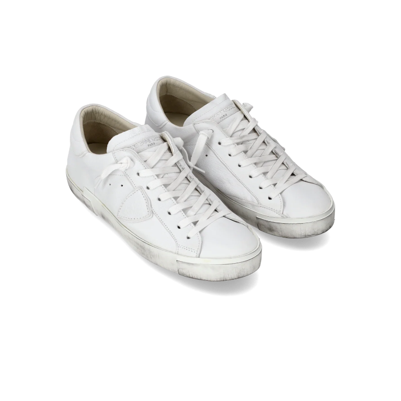 Basket basse Prsx homme en cuir, Blanc