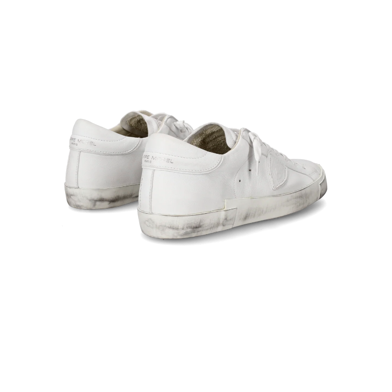 Basket basse Prsx homme en cuir, Blanc