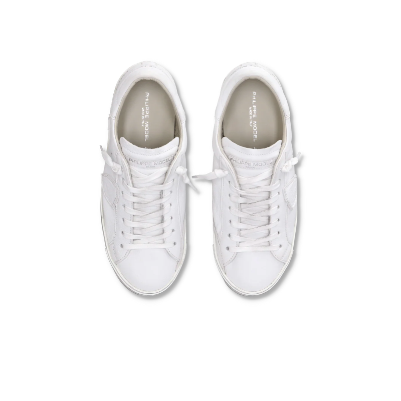 Basket basse Prsx homme en cuir, Blanc