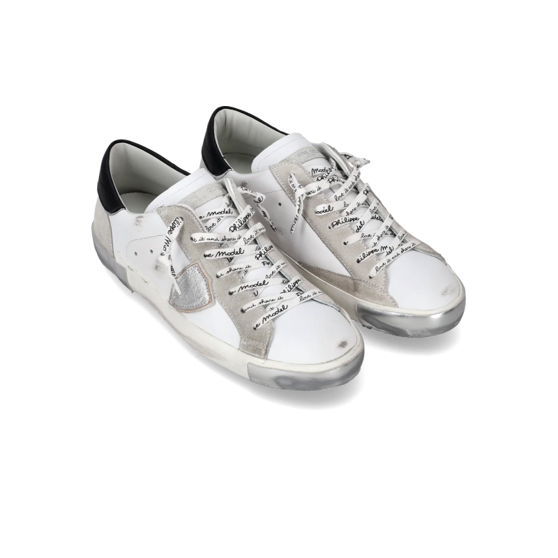 Basket basse Prsx homme - blanc et argent