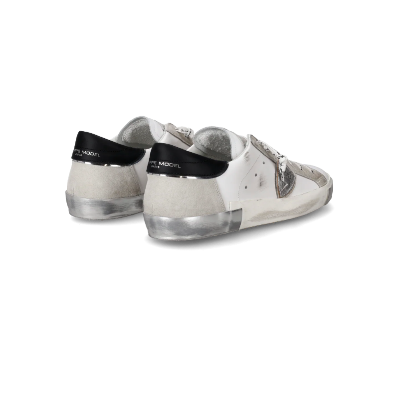Basket basse Prsx homme - blanc et argent