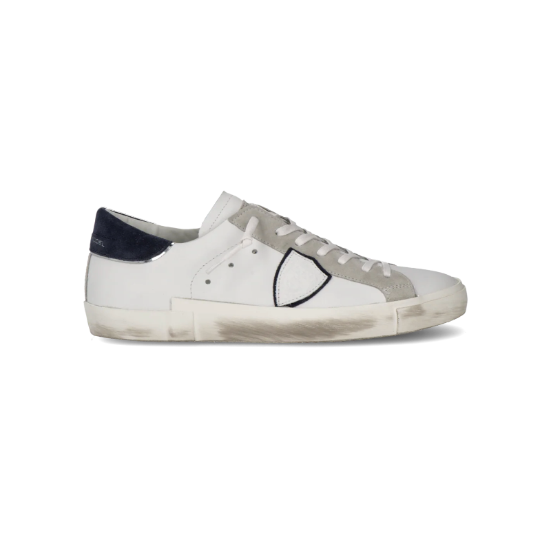 Basket basse Prsx homme - blanc et bleu