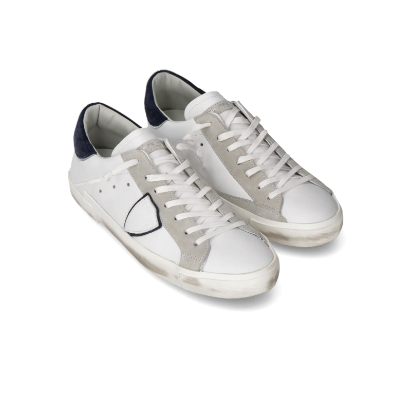 Basket basse Prsx homme - blanc et bleu