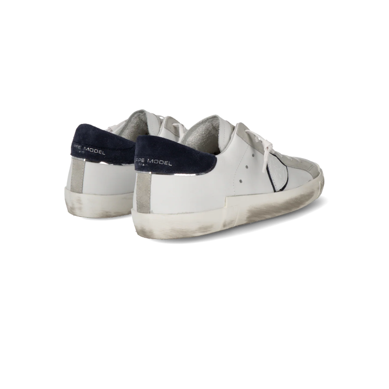 Basket basse Prsx homme - blanc et bleu