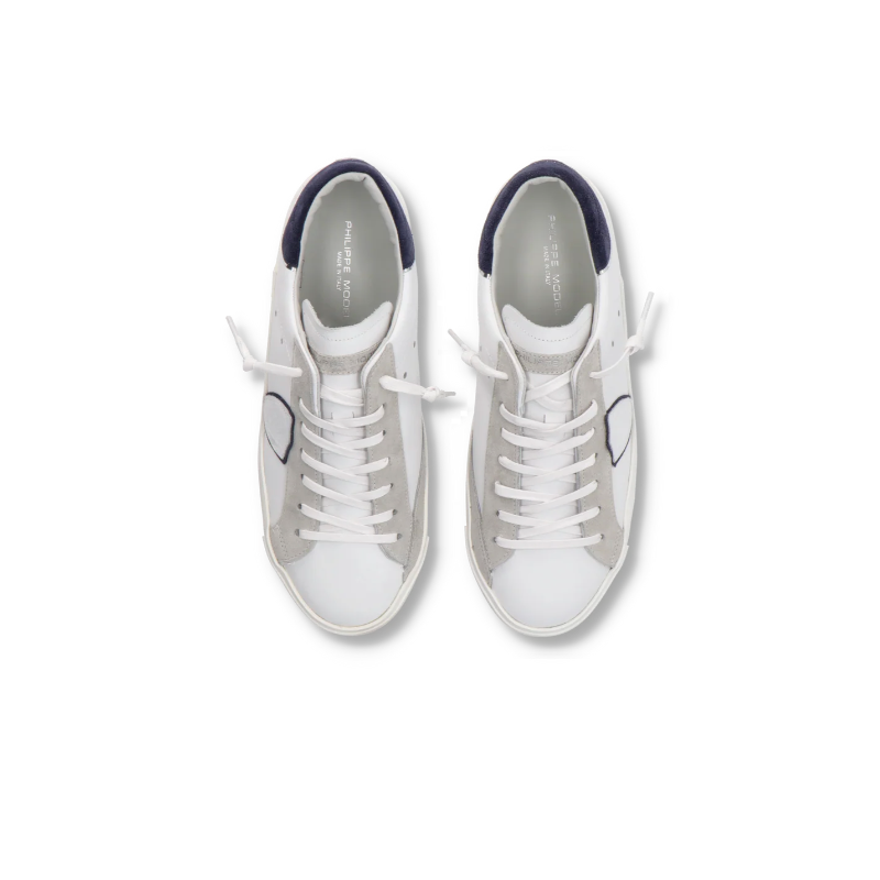 Basket basse Prsx homme - blanc et bleu