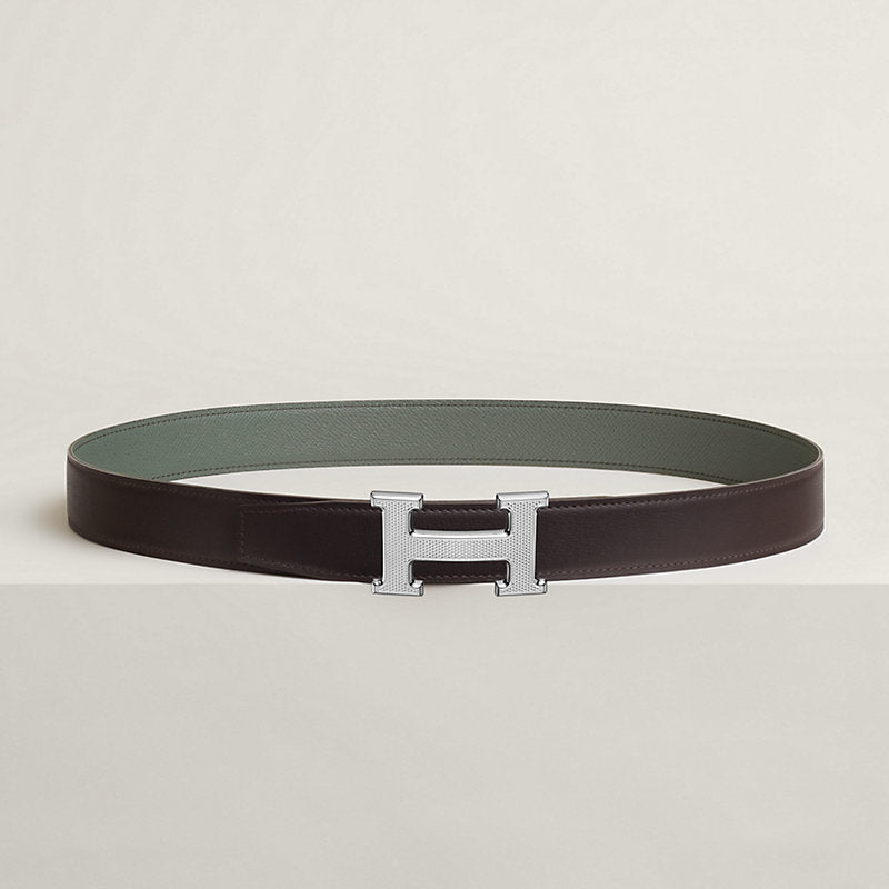 Ceinture Hermes, H Guillochée Argenté