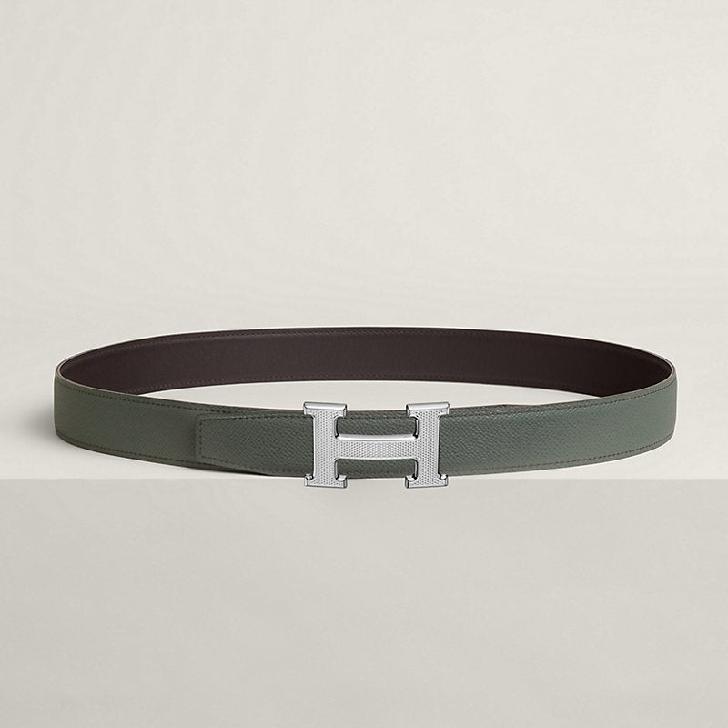 Ceinture Hermes, H Guillochée Argenté