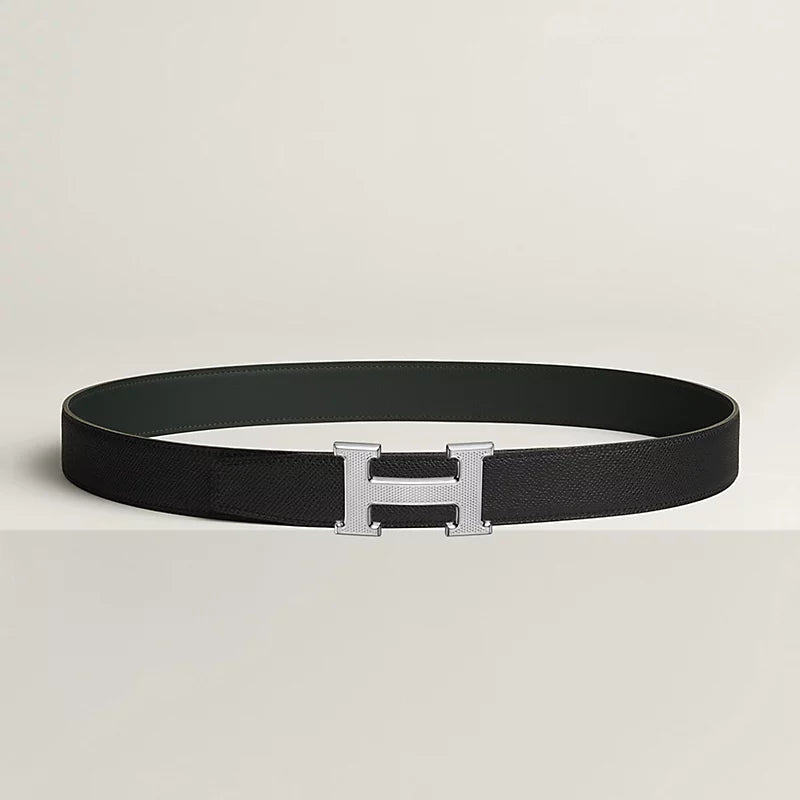 Ceinture Hermes, H Guillochée Argenté