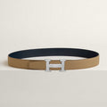 Ceinture Hermes, H Guillochée Argenté