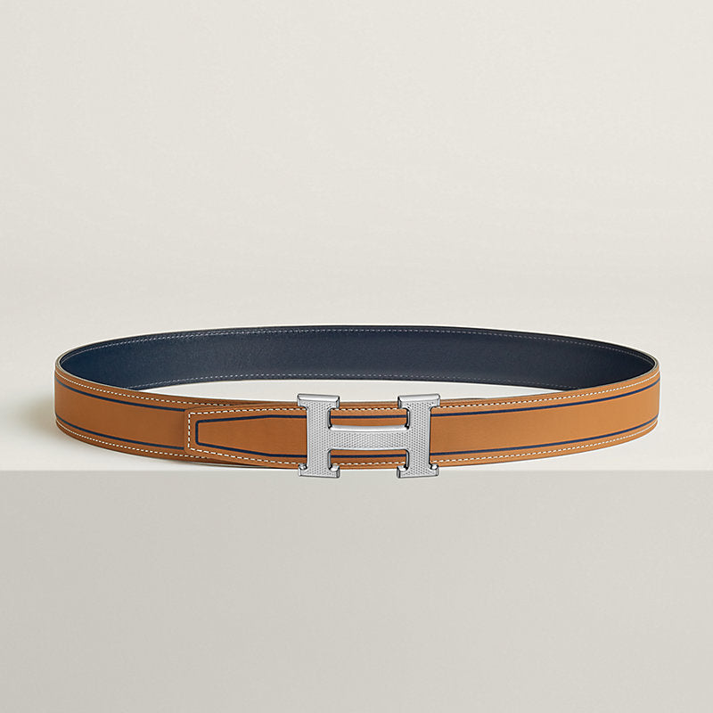 Ceinture Hermes, H Guillochée Argenté