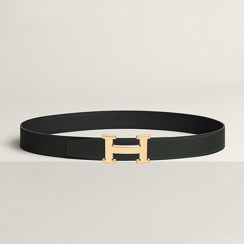 Ceinture Hermes, H Strié Doré Jaune