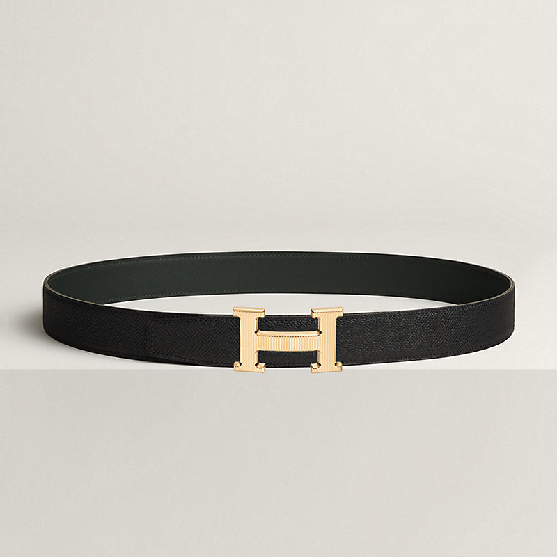 Ceinture Hermes, H Strié Doré Jaune