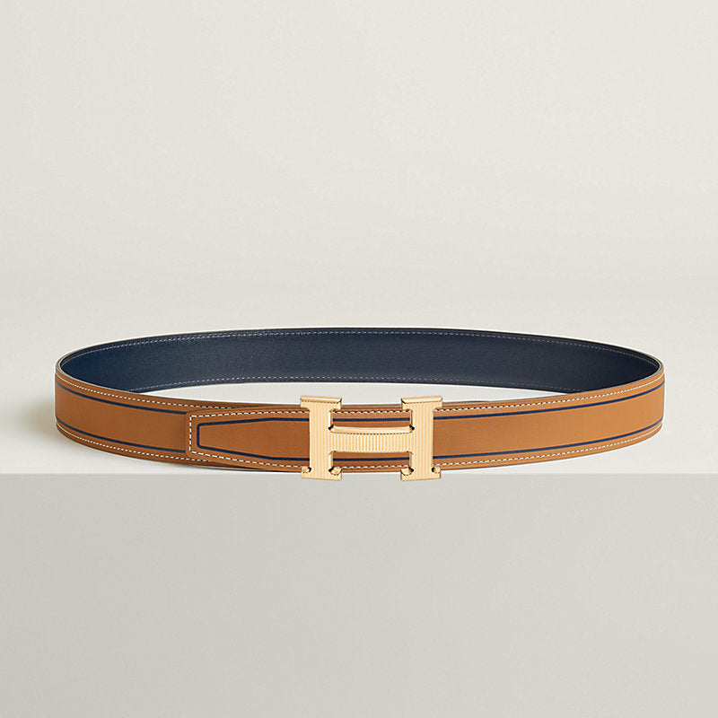 Ceinture Hermes, H Strié Doré Jaune