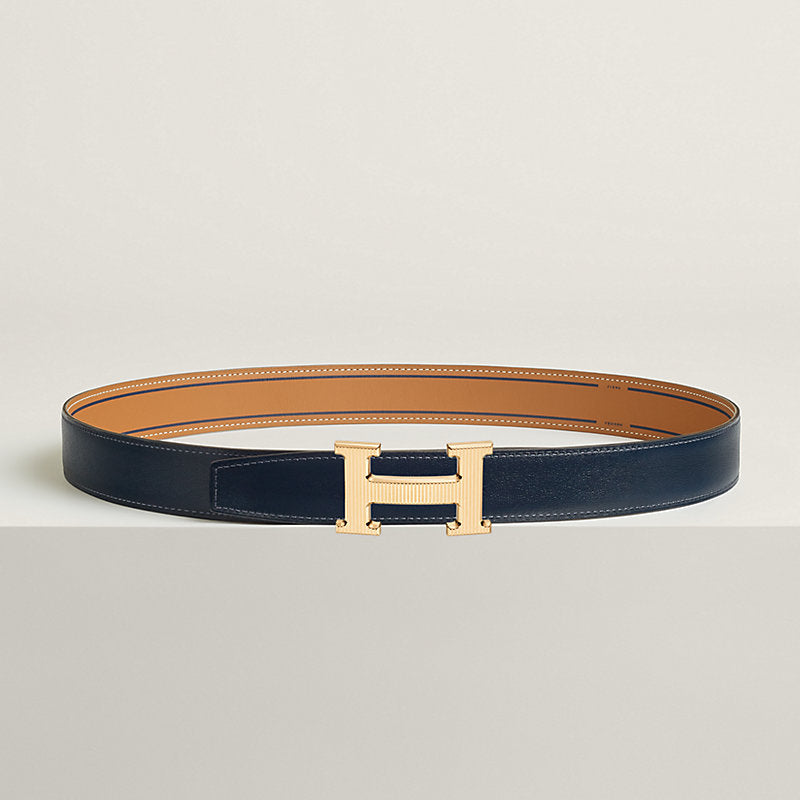 Ceinture Hermes, H Strié Doré Jaune